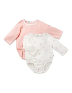 Cheap ๐ฅฐ Little Green & Co Core Jersey Bodysuit 2 Pack In Peach ๐