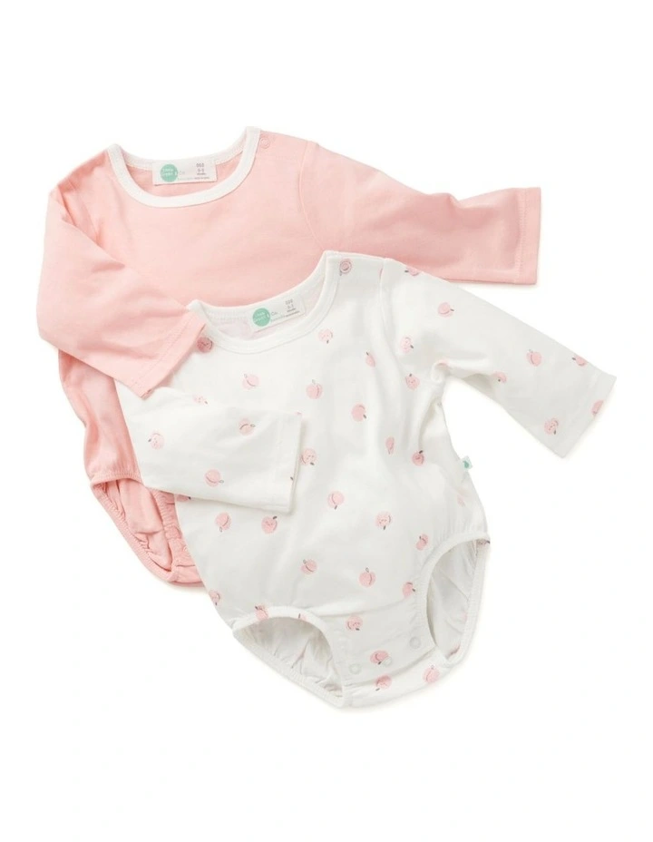 Cheap π₯° Little Green & Co Core Jersey Bodysuit 2 Pack In Peach π - Image 2