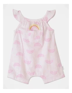 Coupon 😍 Sprout Woven Rainbow Romper In Light Pink ⌛