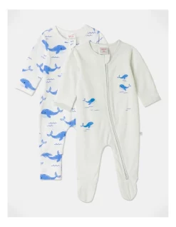 Cheapest π₯° Sprout Essential Whale Coverall 2 Piece Set In White π