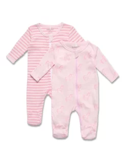 Best Pirce ๐ฏ Marquise Unicorn And Stripes Zipsuits 2 Pack In Pink ๐