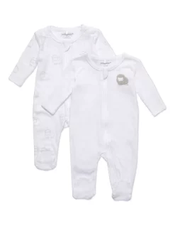 Cheap 🔔 Marquise Unisex Sheep Zipsuits 2 Pack In White 😀