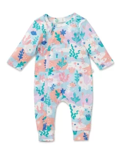 Best reviews of ๐ Little Green & Co Jersey Footless Onesie In Coral Garden ๐