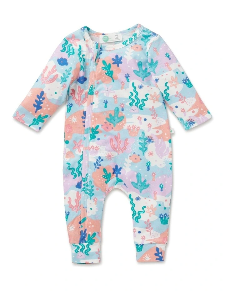 Best reviews of π Little Green & Co Jersey Footless Onesie In Coral Garden π