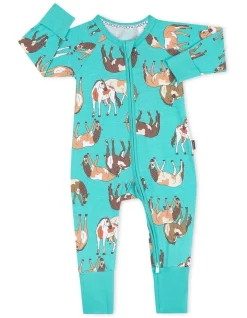 New π Bonds Countryside Horse Zip Wondersuit In Teal π