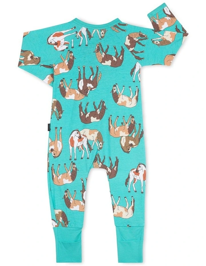New π Bonds Countryside Horse Zip Wondersuit In Teal π - Image 2