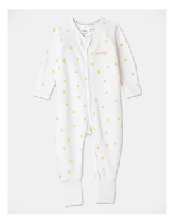 Budget π Bonds Poodlette Brushed Spot Zip Wondersuit In White/Lemon π§¨