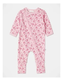 Wholesale π Sprout Essentials Rib Strawberry Coverall In Light Pink π