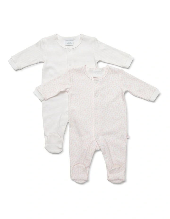 Best Pirce π Marquise Footed Studsuit Pink/White 2 Pack π