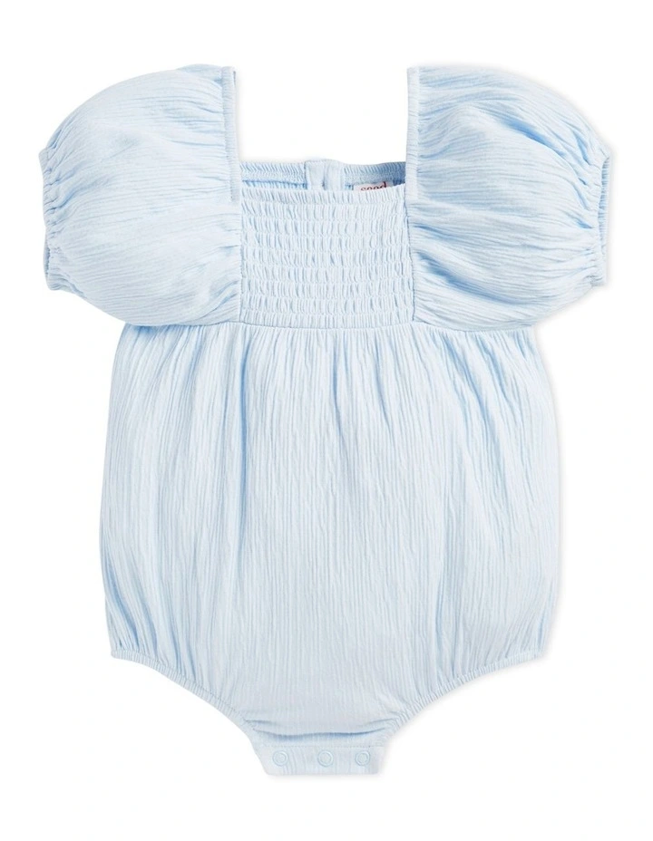 Discount π Seed Heritage Textured Cotton Romper In Baby Blue β