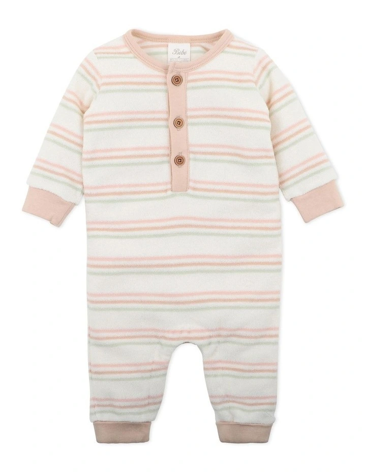 Stripe Terry Long Sleeve Romper In Multi Coupon ❤️ Bebe Stripe Terry Long Sleeve Romper In Multi ???? -Jack & Milly shop unnamed file 569