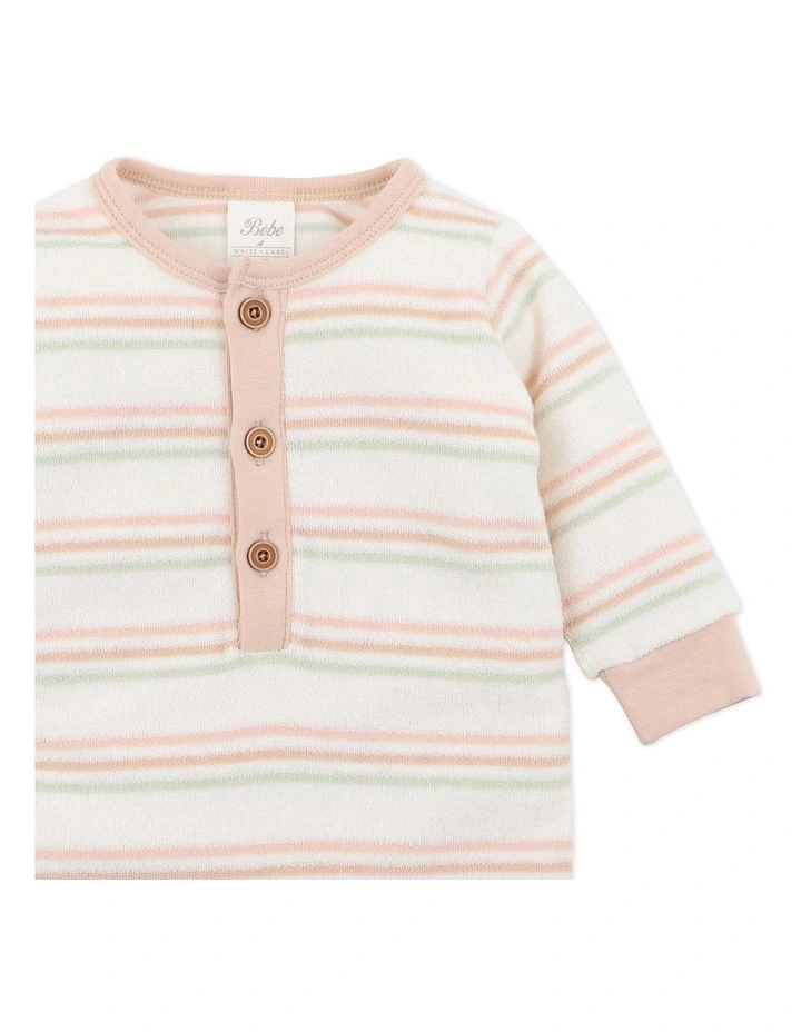 Stripe Terry Long Sleeve Romper In Multi Coupon ❤️ Bebe Stripe Terry Long Sleeve Romper In Multi ???? -Jack & Milly shop unnamed file 571