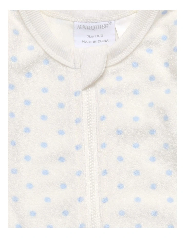 Flash Sale π₯ Marquise Terry Towelling Zipsuit White With Blue Dots π - Image 2