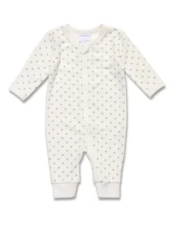 Outlet 👏 Marquise Terry Spots Towelling Zipsuit White/Grey 🥰