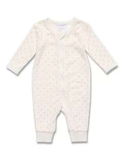 Cheap 🎉 Marquise Terry Spots Towelling Zipsuit White/Pink 👍