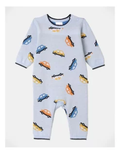 Hot Sale 🌟 Sprout Knit Intarsia Transport Coverall In Light Blue ❤️