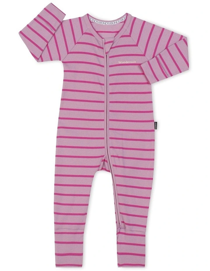 Promo π₯ Bonds Ribbed Zip Wondersuit In Striped Pink π