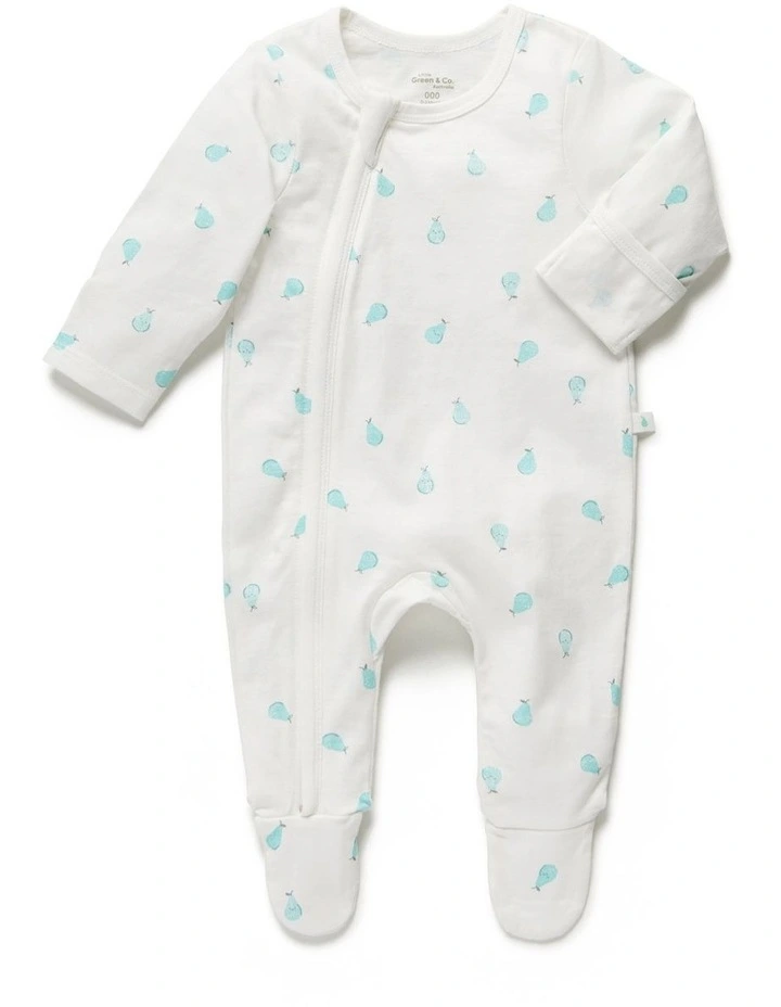 Discount π₯ Little Green & Co Jersey Zip Onesie Ice Pear π