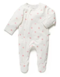 Budget ๐ Little Green & Co Print Jersey Zip Onesie Peach ๐