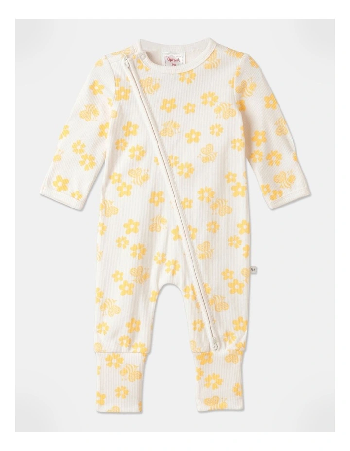 Deals π₯ Sprout Essentials Rib Floral Print Coverall In Yellow π§¨