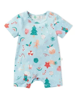 Promo ๐งจ Little Green & Co โ Christmas Jersey Romper In Happy Holidays โค๏ธ