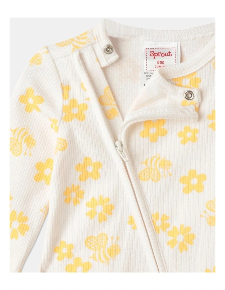 Deals π₯ Sprout Essentials Rib Floral Print Coverall In Yellow 𧨠- Image 2