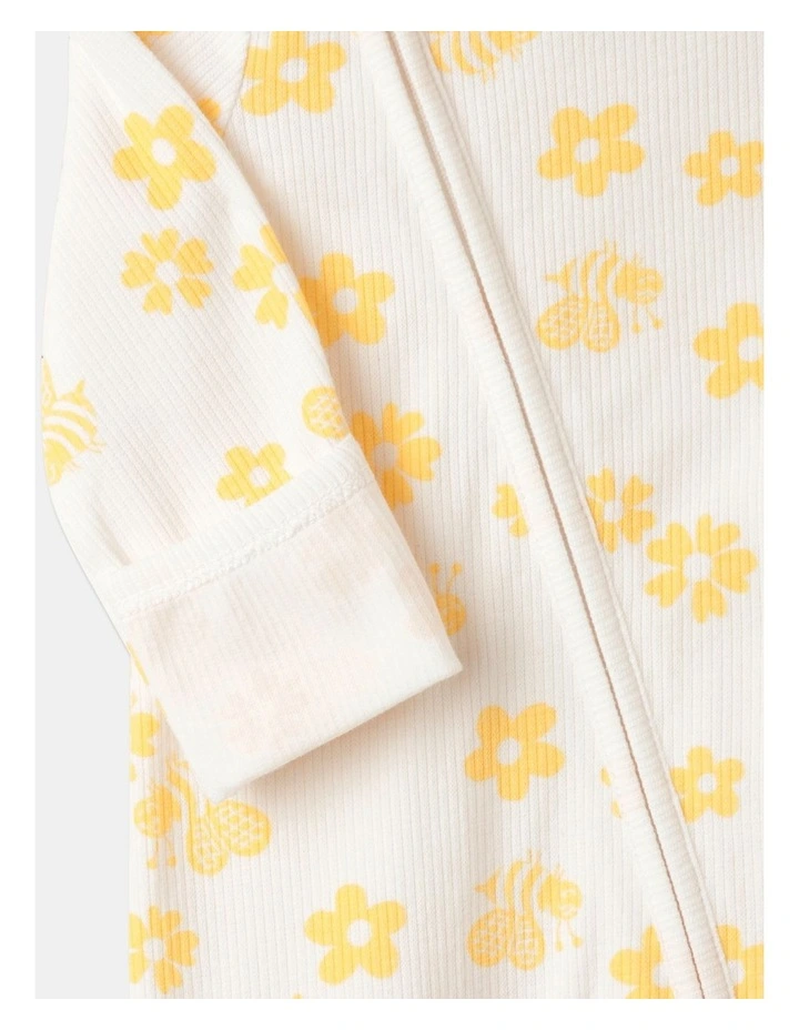 Deals π₯ Sprout Essentials Rib Floral Print Coverall In Yellow 𧨠- Image 3