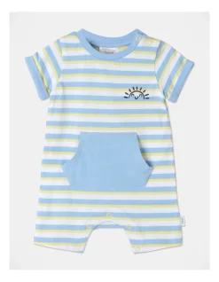 Cheap π Sprout 3D Sun Applique Strip Romper In Baby Blue π