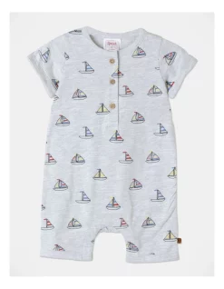 Cheapest ✔️ Sprout Henley Sailboat Romper In Grey Marle 👏