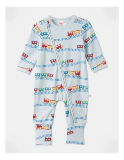 Cheap ๐ Sprout Essentials Train Coverall In Light Blue ๐