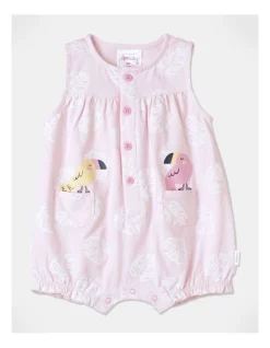 Budget β€οΈ Sprout Toucan Pocket Sleeveless Jersey Romper In Light Pink π