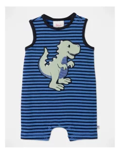 Brand new 🌟 Sprout 3D Dino Stripe Romper In Blue/Black 👍