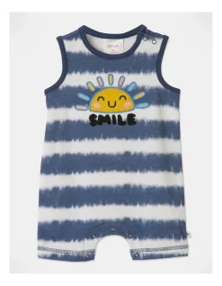 Wholesale β¨ Sprout 3D Smile Sun Stripe Romper In Indigo π