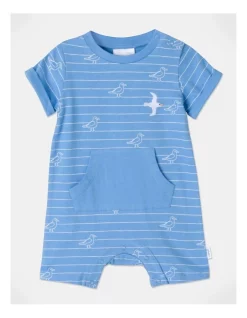 Cheap π Sprout Stripe Seagull Romper In Bright Blue π₯°