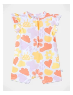 Cheap π₯ Sprout Flutter Sleeve Abstract Placket Romper In White β