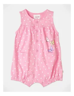 Outlet 💯 Sprout Butterfly Spot Romper In Pink 💯