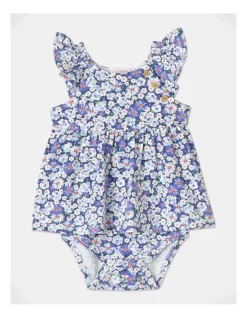 Cheapest ๐คฉ Jack & Milly Adelaide Flutter Sleeve Romper In Blue ๐ฅฐ