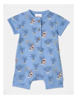 New ๐ Sprout Monkey Palm Henley Romper In Bright Blue ๐